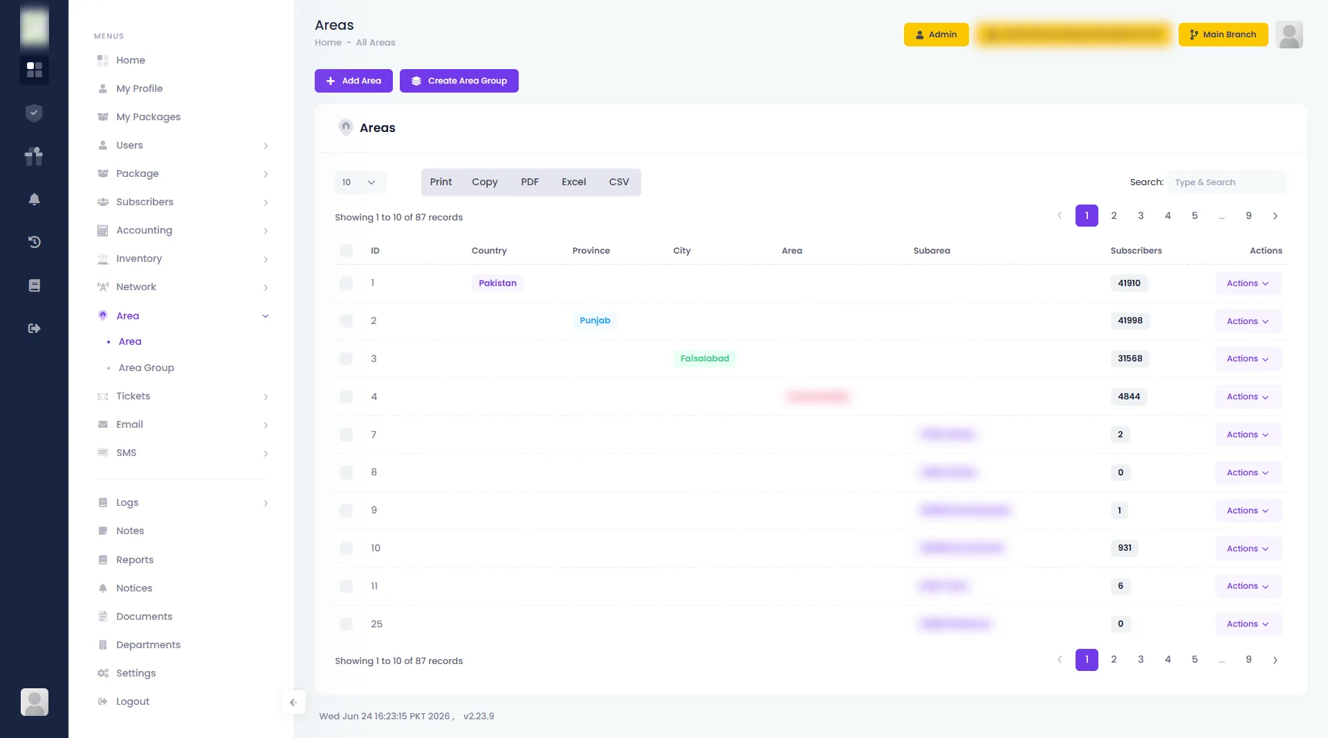 Area — Zal Ultra ISP CRM