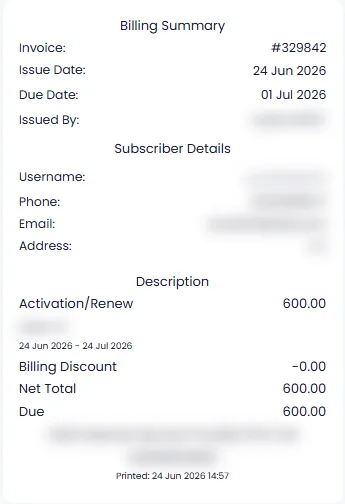Mini Invoice — Zal Ultra ISP CRM
