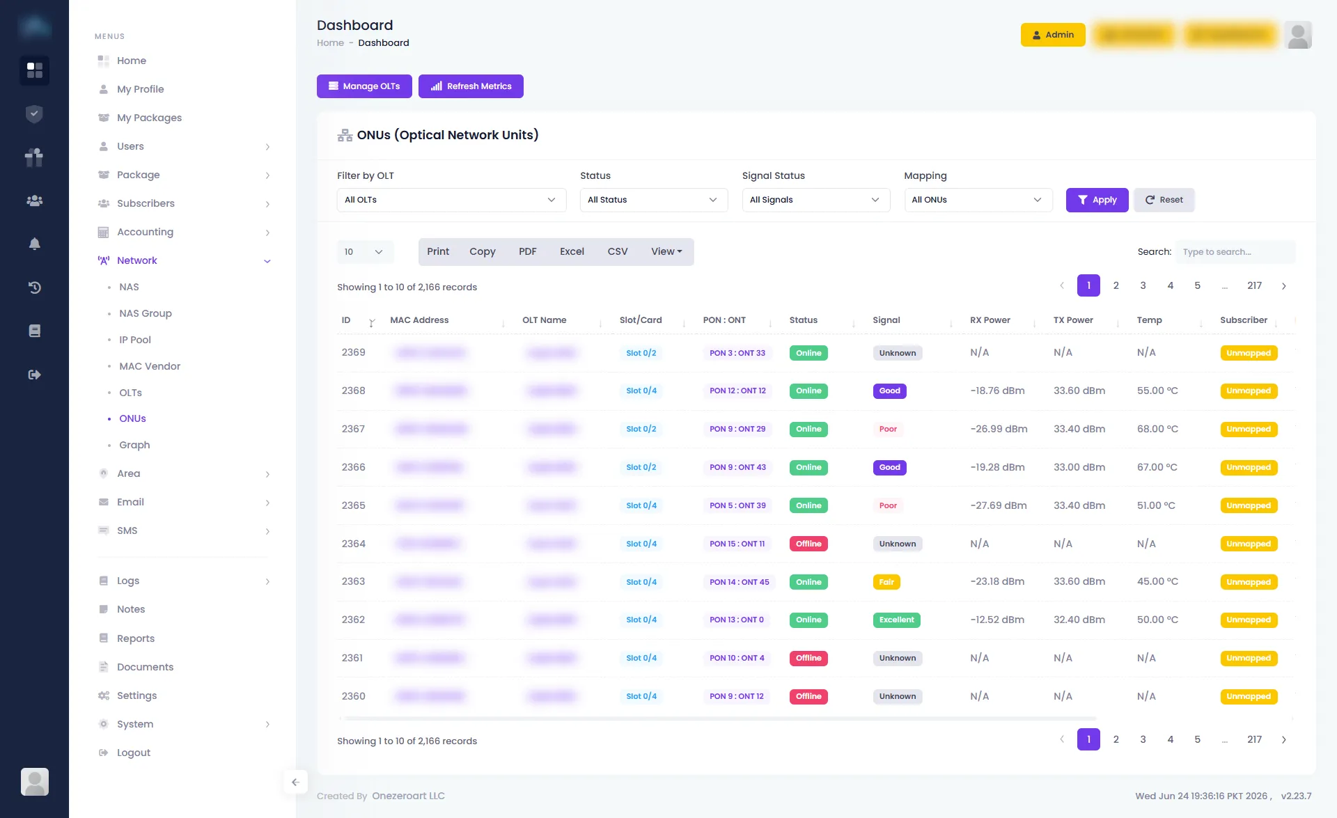 Onu — Zal Ultra ISP CRM