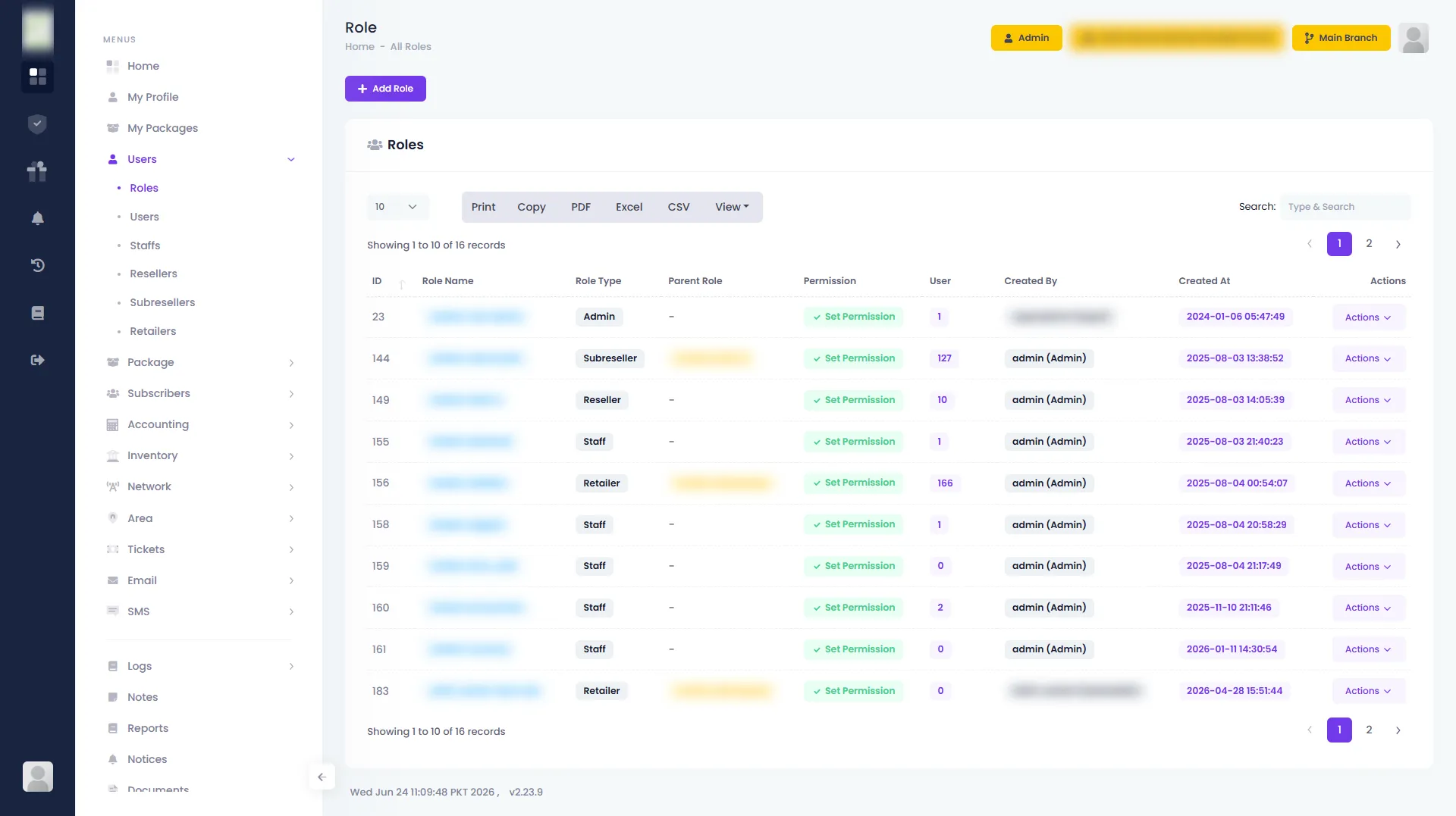 Roles — Zal Ultra ISP CRM