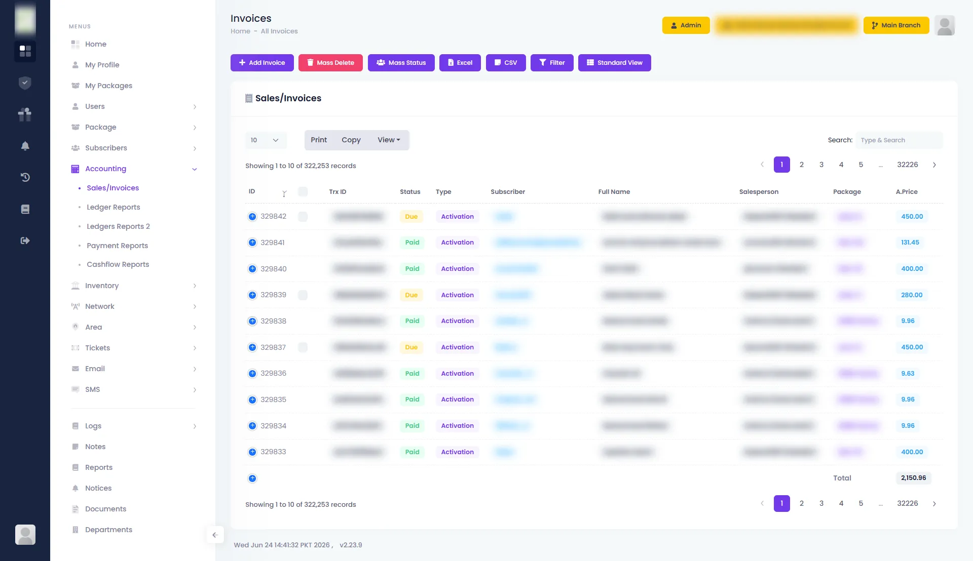 Sales — Zal Ultra ISP CRM