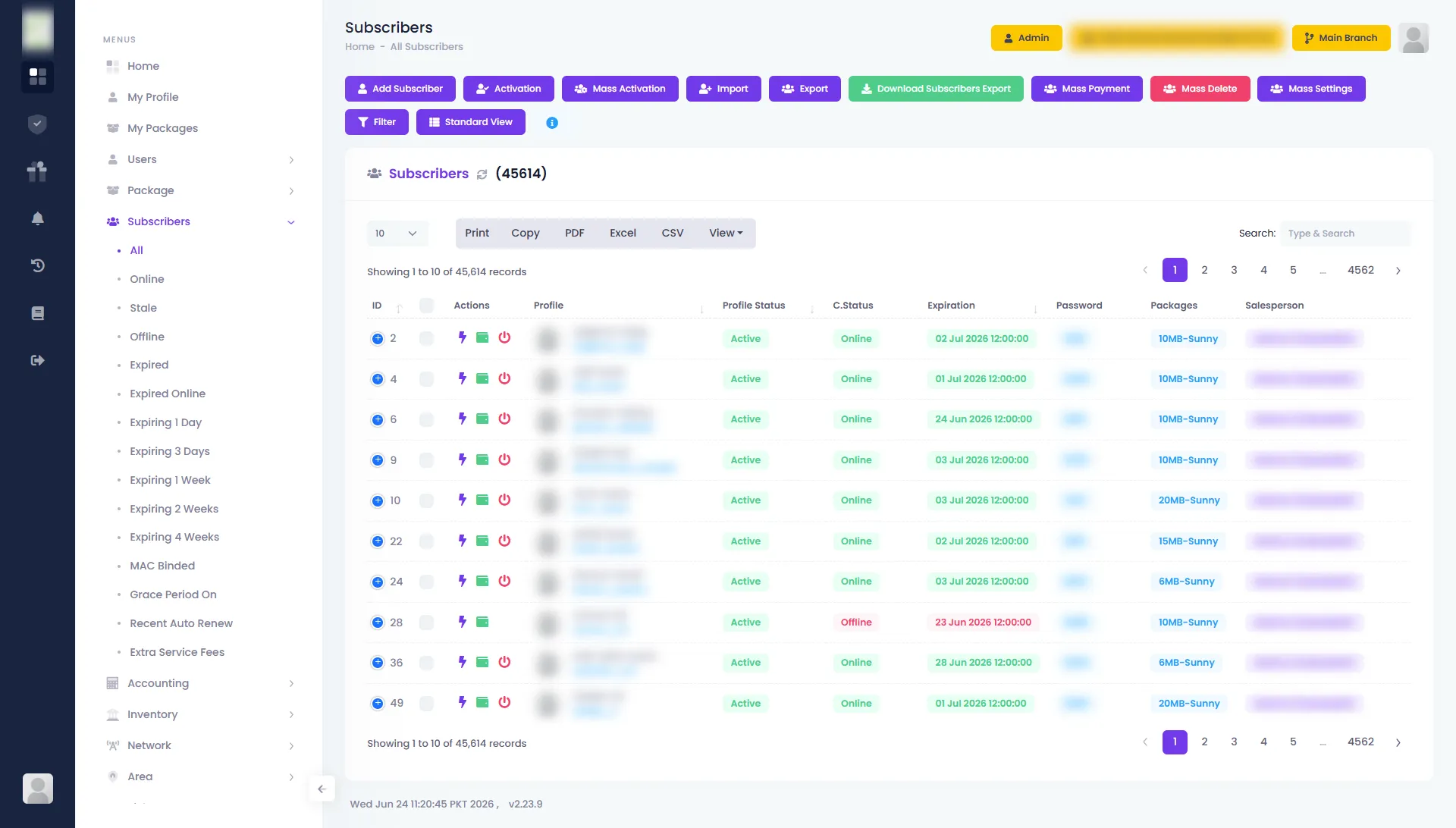 Subscriber — Zal Ultra ISP CRM