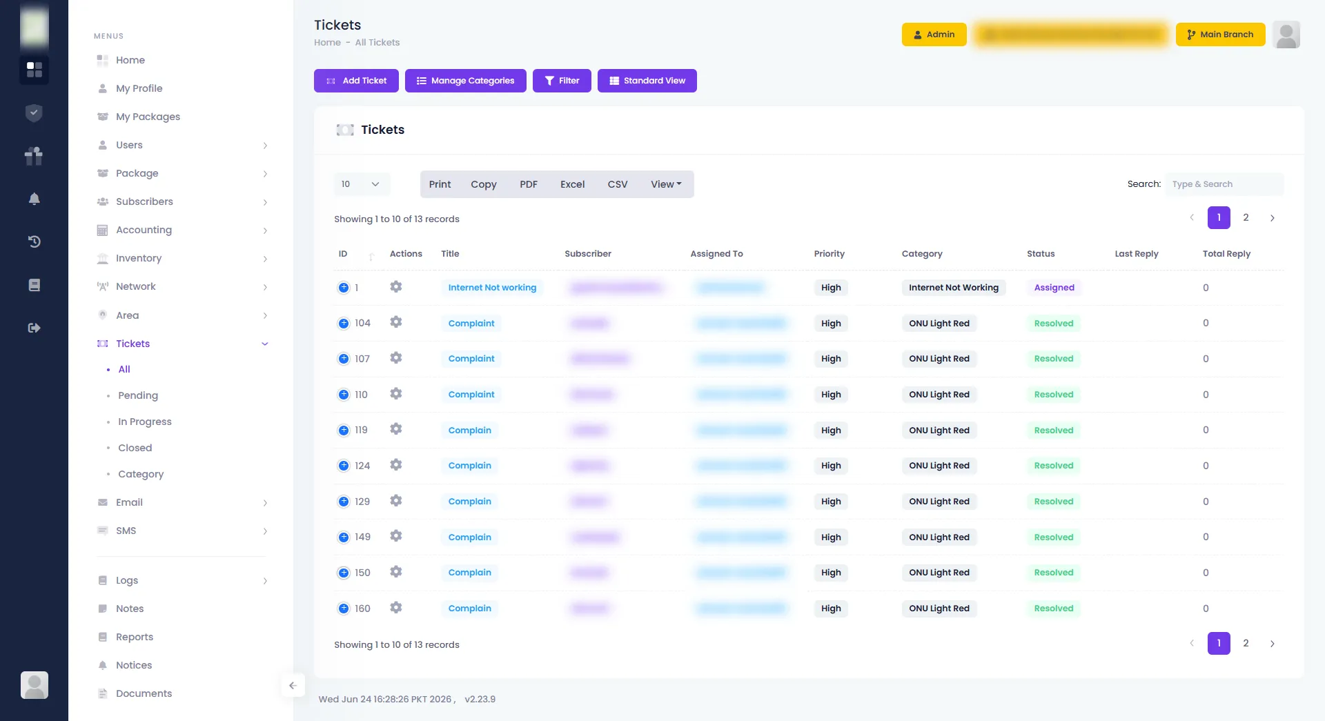 Tickets — Zal Ultra ISP CRM