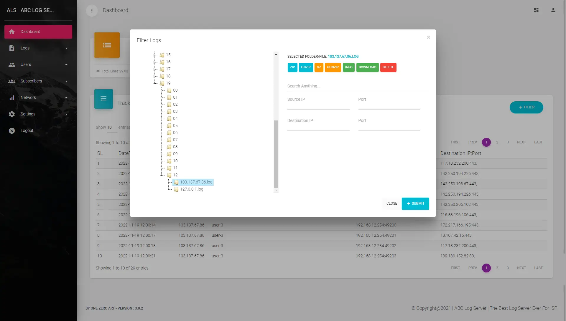 Filter Log